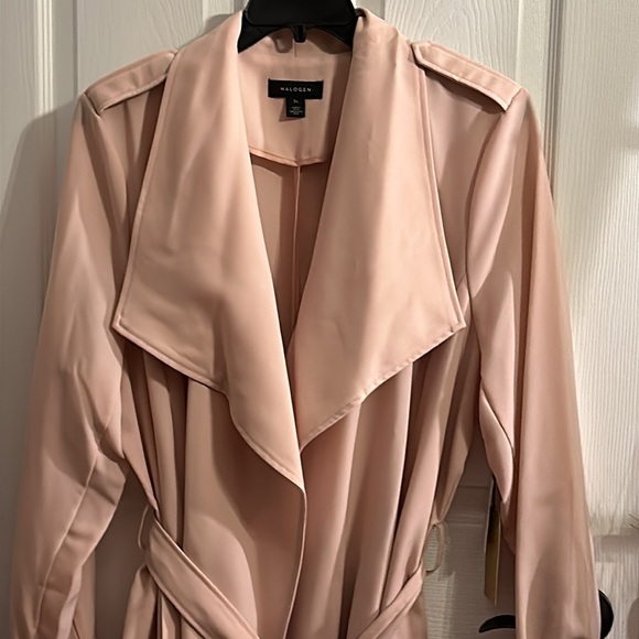 Halogen Drape Tie Waist Trench Coat in Pink Smoke, Size 3X (22/24) NWT - Picture 4 of 15